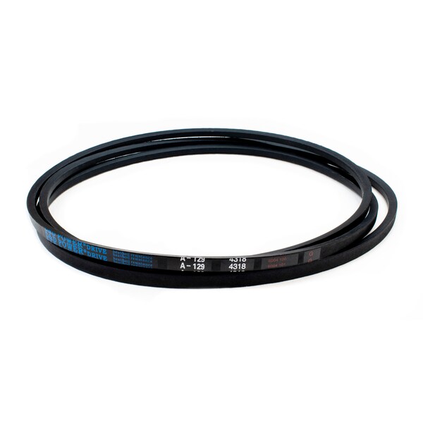 D&D A129 Classical V-Belt, 131 in Outside Length, 1/2 in Top Width, 1 Ribs A129 - main